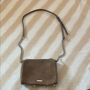 Rebecca Minkoff Brown Suede Crossbody Bag with Chain Strap